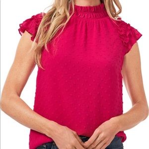CeCe Clip Dot Top • Fuschia • Medium • New with Tags